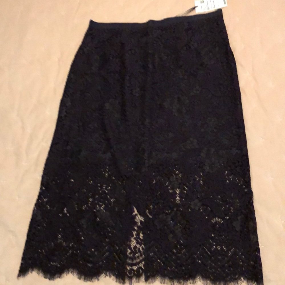 NWT W BY WORTH DEEP PURPLE LACE MIDI SKIRT SZ 10